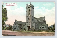 Vintage Pasadena First Presbyterian Church Lithograph Postcard CA