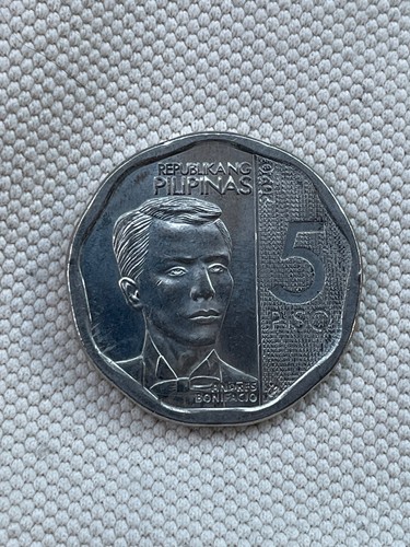 Philippines 5 Piso Coin Andres Bonifacio Rare Philippine Collectible - 第 1/2 張圖片