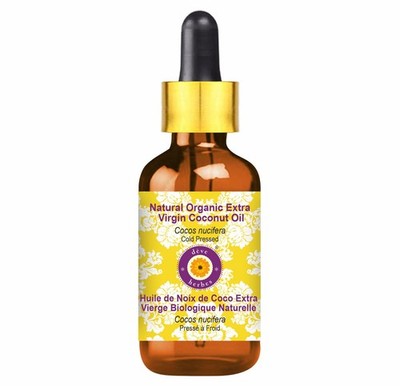 Natural Organic Extra Virgin Coconut Oil (Cocos nucifera) with Glass Dropper ...