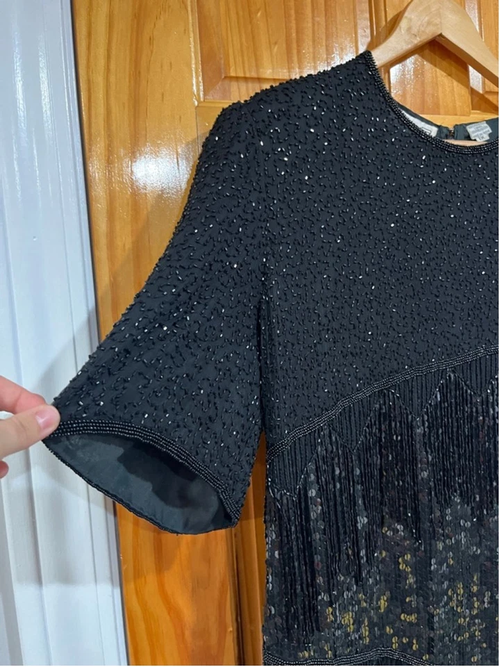Scala плюс размер 1 X черный бисером коктейль блестки бахрома платье Flapper стиль - Изображение 3 из 4