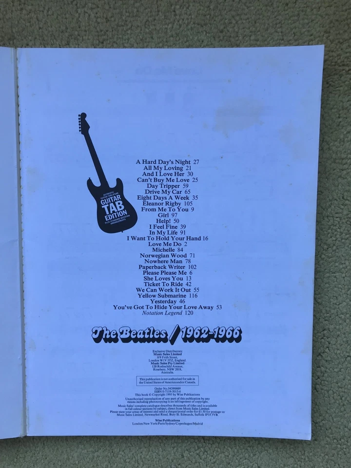 THE BEATLES / 1962 - 1966 by Beatles Authentic Guitar Tab Edition. V/good cond. - image 3 of 4