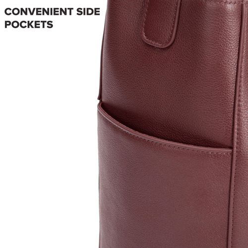 Weinrote Bucket Tote große Echtleder Schultertasche für Damen mit Staubbeutel - Bild 7 von 9
