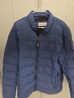 Large Calvin Klein Blue Puffer Coat Jacket 