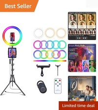 10" Selfie Ring Light with 73" Tripod Stand 1 Phone Holder, LED Camera Ring...