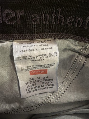Wrangler Men’s Comfort Flex Waist Relaxed Fit Jean Smoke 36x34 Free Shipping - Picture 5 of 5