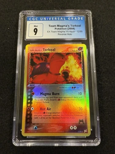 Pokemon Team Magma's Torkoal Reverse 12/95 from EX Magma vs Aqua in a CGC 9 !!