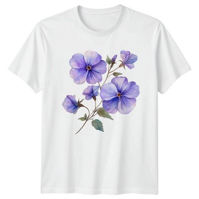 Lila Stiefmütterchen Blume Natur Floral Grafik Tee Herren Damen Unisex T-Shirt