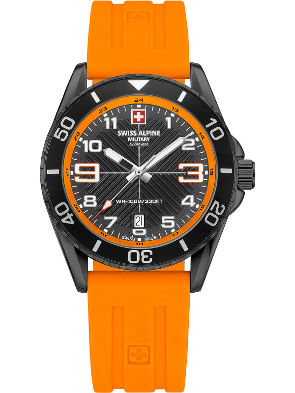 Swiss Alpine Military Black Dial Silicone Band Watch 7029.1879
