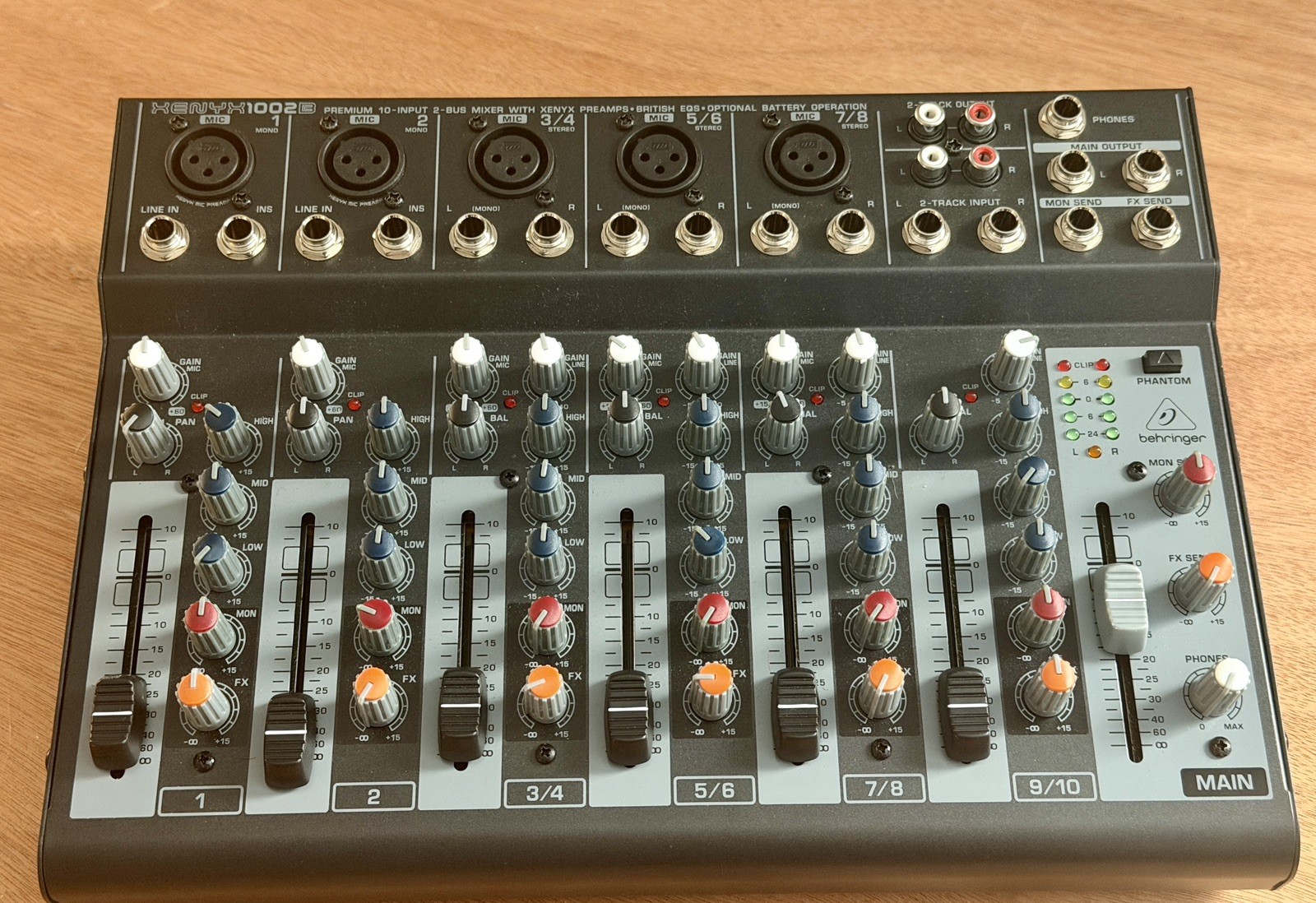 Behringer Xenyx 1002B 10-Input Passive 2-Bus Audio Mixer XLR W/  Power Supply 