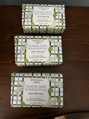 BEEKMAN 1802 GLACIAL MINT & EUCALYPTUS GOAT MILK SOAP -3 Bars (3.5 Oz Each)
