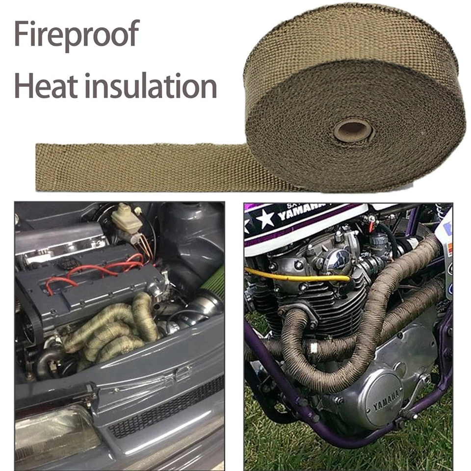 Новая выхлопная лента для автомобилей и мотоциклов + галстуки 2 x 50 дюймов титановая тепловая пленка для выхлопной системы - Изображение 3 из 4
