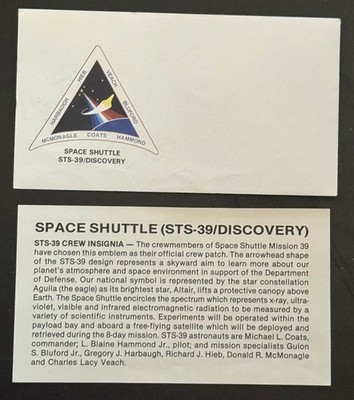 NASA Space Shuttle STS-39/Discovery Commemorative Envelope with Information Card