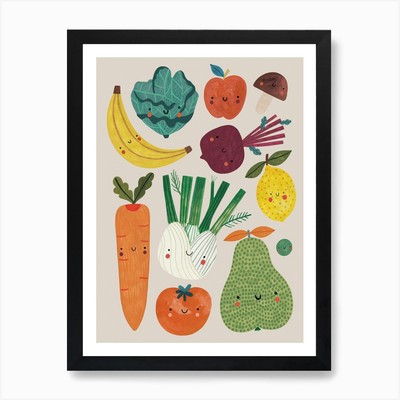 Obst und Gemüse Kunstdruck gerahmt Wandbild Poster Leinwanddruck Bild
