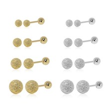 Meissa Ball Screw Back Earrings Sets for Women Girls Kids Teens 3mm 4mm 5mm 6mm