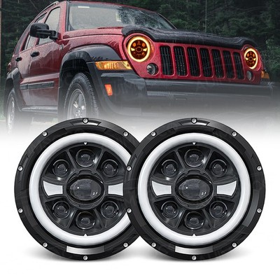 7'' 90W LED Halo DRL Headlights for 1997-2018 Jeep Wrangler TJ LJ JK