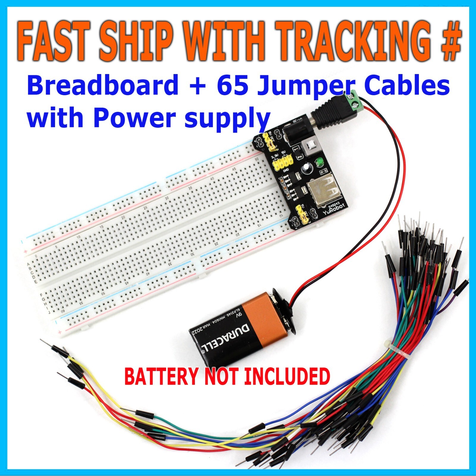 830 POINT SOLDERLESS BREADBOARD 65 PCS JUMPER CABLE MB102 POWER SUPPLY