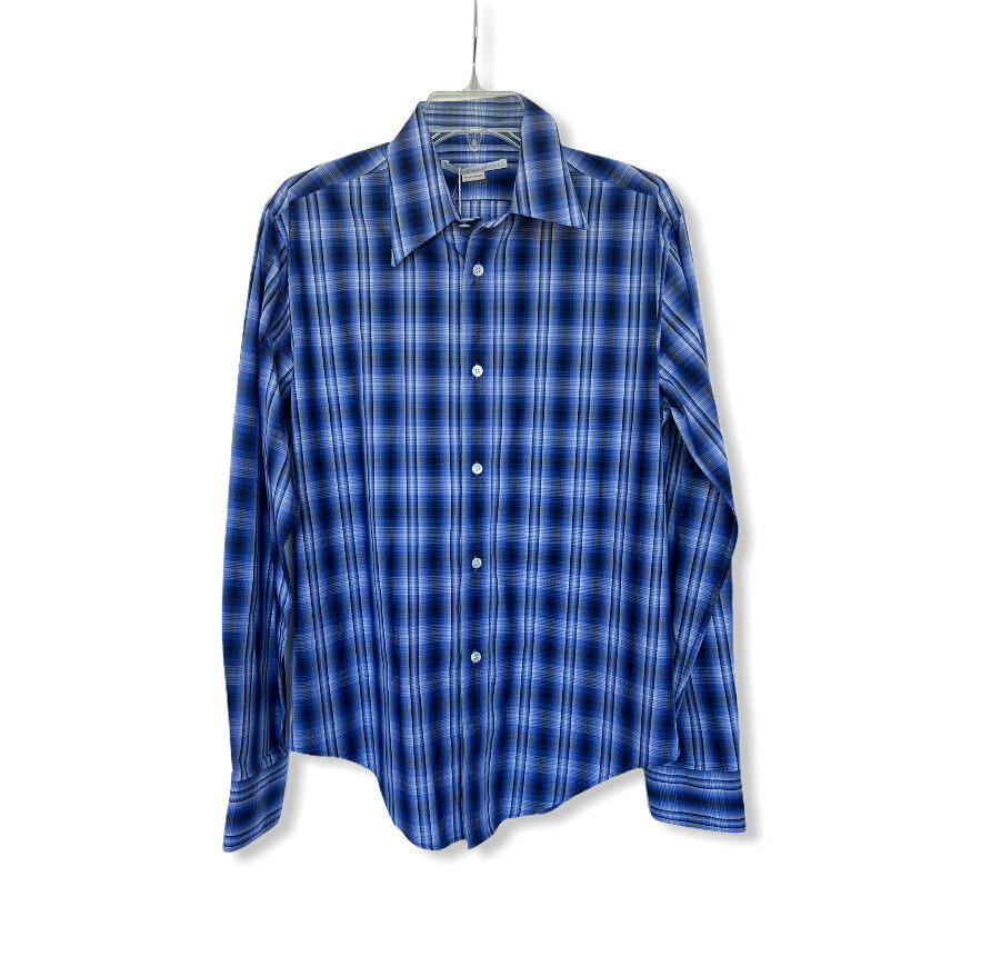 Stella McCartney Men Shirt NWT Size 39 Blue Plaid 100% Cotton MJ0