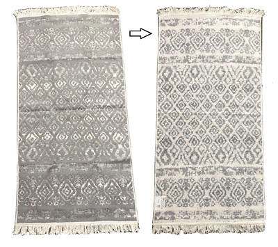 Natur Teppich Kelim mit Fransen Wendbar Modern 80x150 Handgewebt Baumwolle NEU