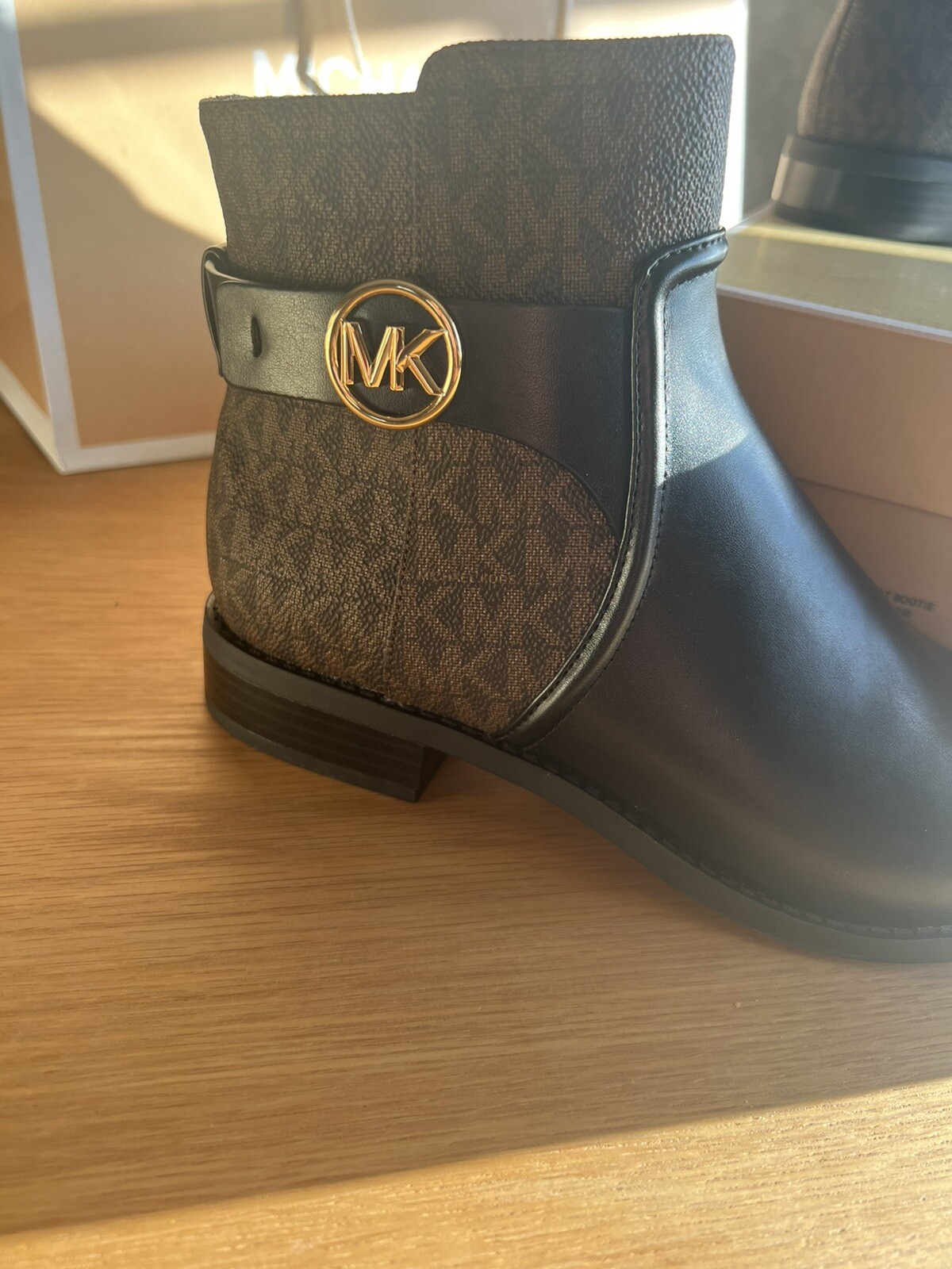 Michael Kors Boots Carmen Flat Bootie Faux Black/brown Bnib Us7 Uk4/37 Rrp£300 image 5