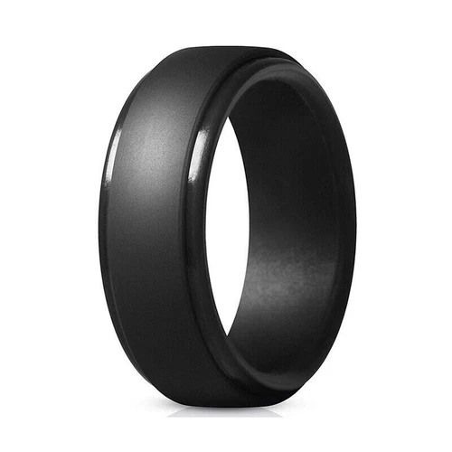 Schwarz Silikon Ring Gummi Ehering flexibel für Männer Training Männer Lifestyle - Bild 15 von 46