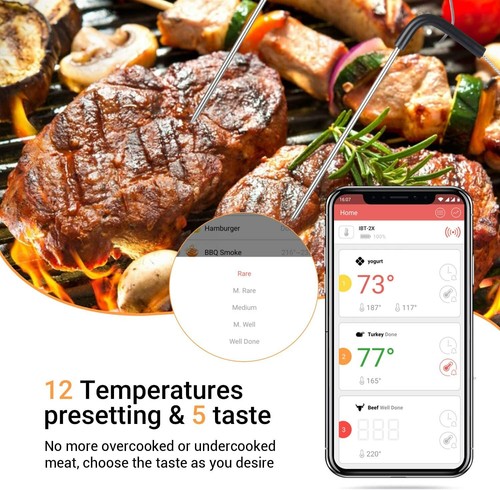 INKBIRD Bluetooth Kochthermometer IBT-2X Braten Thermometer Grillthermometer C/F - Bild 3 von 12