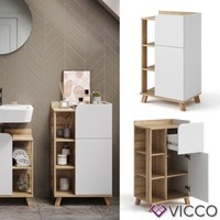 Unterschrank Karen 50 X 90 Cm, Sonoma Weiß, Schmaler Badschrank, Modern Vicco