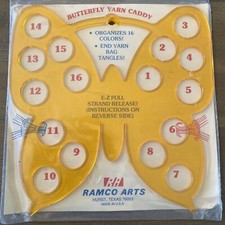 Vintage Butterfly Yarn Organizer by Ramco Arts Used 7 in X 7 in Yellow Plastic