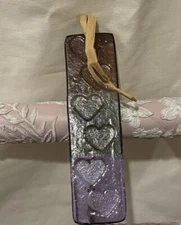 Rainbow Suncatcher Fused Art Glass Ornament Window Decoration Purple Green Heart