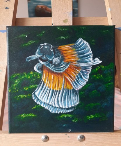 Original Betta Fish Painting – Elegant Aquatic Fine Art Signed - Picture 2 of 4