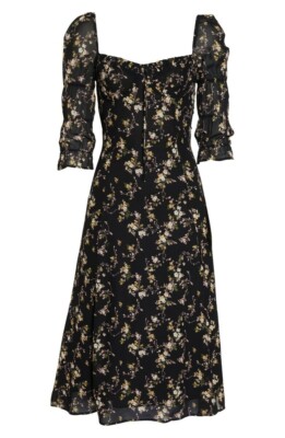 REFORMATION Clarissa Black Floral Print MARNIE Slit Crepe Midi Dress 0 | eBay REFORMATION Clarissa Black Floral Print MARNIE Slit Crepe Midi Dress 0 | eBay