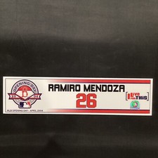 2004 Opening Day Ramiro Mendoza Boston Red Sox Game Used Locker Plate MLB Holo