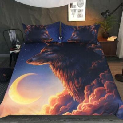 3D Cloud Wolf ZHUA954 Bed Pillowcases Quilt Duvet Cover Set Queen King Zoe