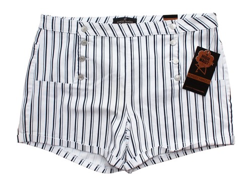 Navy Striped High Waist Sailor Shorts 