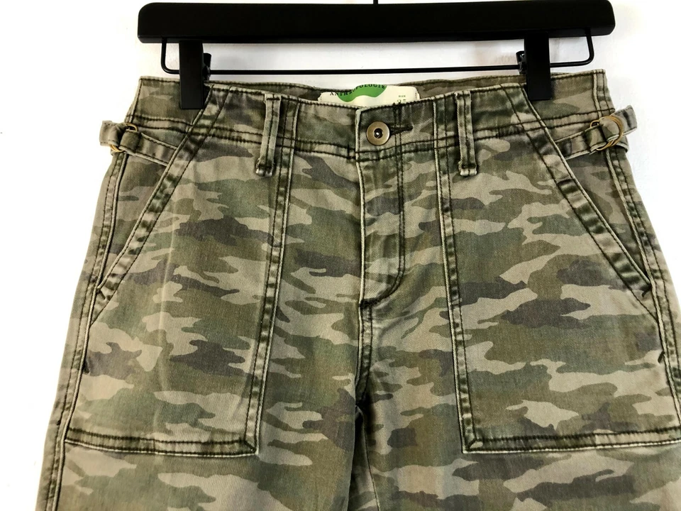 Anthropologie Jeans Size 25 Camo Green Gray High Waisted Ankle Pants Pockets - Image 2 of 4