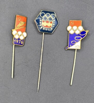 Innsbruck 1976 Olympic Games Official Pin Austria USSR 3 X
