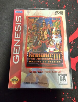 Romance of The Three Kingdoms III Dragon Destiny  Sega Genesis Factory Sealed