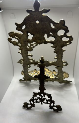 Antik Rokoko Revival Stil poliertes Messing Tisch Display Staffelei 19./20. 15 Zoll H - Bild 3 von 19