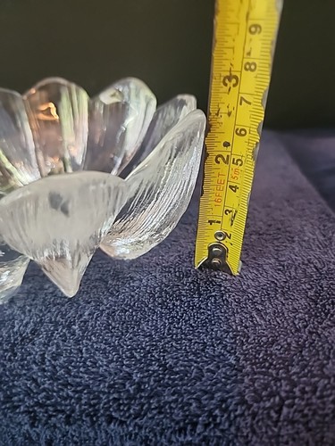 Kosta Boda Mats Jonasson Water Lily Monet Textured Glass Flower Bowl Vintage - Picture 8 of 12