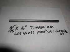5/16" TITANIUM ROD BAR 6 AL-4VELI 1 pc. 6" LONG MEDICAL GRADE POLISHED