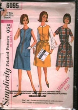 6095 Vintage Simplicity Sewing Pattern Misses 1960s Dress Jumper Casual OOP Sew