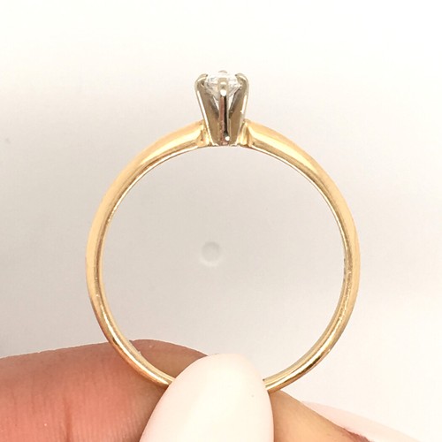 0.23ct Marquise Cut Diamond Engagement Ring in 14k Yellow and White Gold - Picture 3 of 5