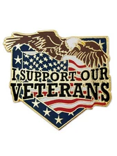 PinMart's I Support Our Veterans American Flag Eagle Lapel Pin