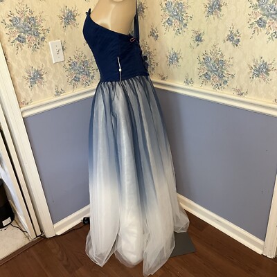 Navy Blue Ombre Tulle Strapless Long Prom Formal Evening Gown Dress Size  3XL | eBay
