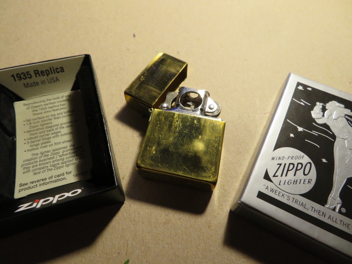 ZIPPO LIGHTER NEW 1935 REPLICA w/ PIPE INSERT UNBUFFED