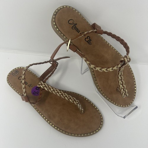 Anna & Elle Boho Womens Open Toe Flat Sandal Size 6.5 Buckle Close up - Picture 2 of 24