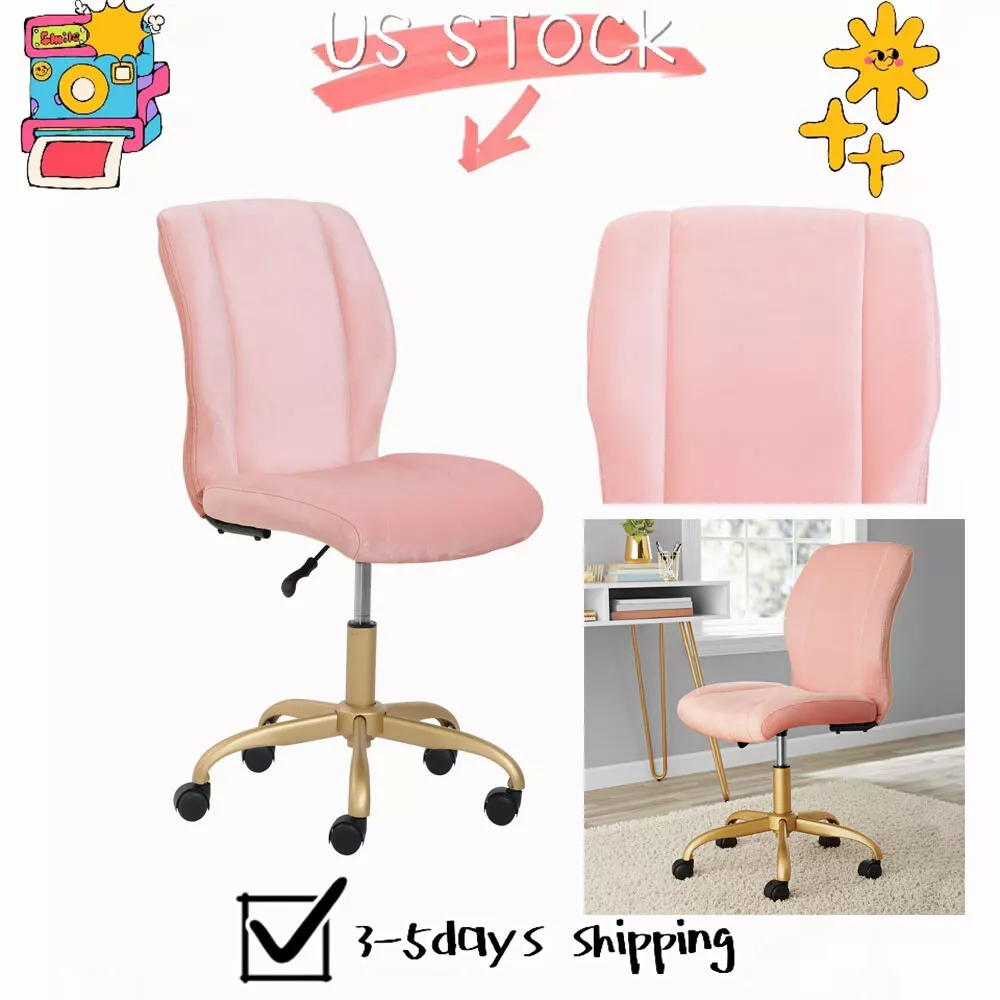 Mainstays Plush Velvet Office Chair Pearl Blush 24.75 x 21.25 x