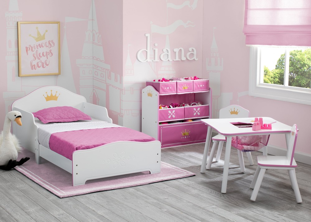 Delta Children Princess Crown Kids Table and Chair Set with Storage, Greenguard