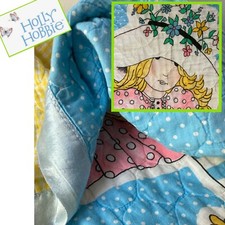 Holly Hobbie Quilt Gingham Satin Edge Baby Blanket Soft Handmade Vintage
