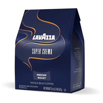 Super Crema Whole Bean Coffee, Medium Roast, Arabica and Robusta Blend, 22 Oz Ba