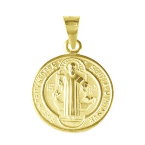 Authentic Sterling Silver Yellow Gold Plated Necklace, Double Sided Benedict Pendant Charm